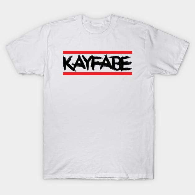 Kayfabe (black stacked lines) (Pro Wrestling) T-Shirt by wls